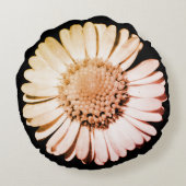 ブラック&赤面フローラボタニカル&ガーリーかわいいデイジー ラウンドクッション (裏面)