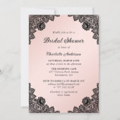 ブラック&赤面フローラレースブライダルシャワー 招待状 (正面)
