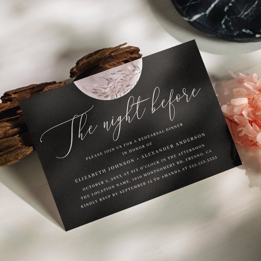 ブラック&赤面ムーン | 天上リハーサルのディナー 招待状