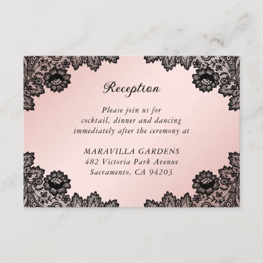 ブラック&赤面レース結婚ズ詳細アコモデーション エンクロージャーカード (正面)