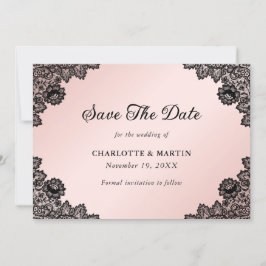 ブラック&赤面素朴フローラレ結婚ース セーブザデート