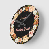 ブラック&赤面裁縫ルーム ラウンド壁時計 (傾斜)