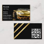 ブラック&車の金ゴールドカーモダンの詳細を自動表示 名刺 (正面/裏面)