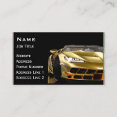 ブラック&車の金ゴールドカーモダンの詳細を自動表示 名刺 (正面)