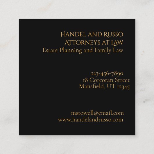 ブラック(金の箔モダン) スクエア名刺 (裏面)