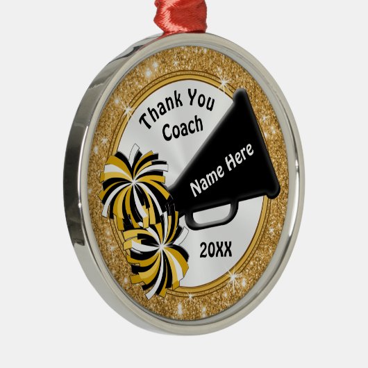 ブラック、金ゴールドありがとうギフト応援コーチ、応援 メタルオーナメント (右)