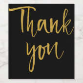 ブラック&金ゴールドありがとう ワインラベル (シングルラベル)