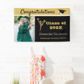 ブラック&金ゴールドおめでとうグラードチアリーティング 横断幕 (インサイチュ)