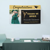 ブラック&金ゴールドおめでとうグラードチアリーティング 横断幕 (トレードショー)