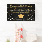 ブラック&金ゴールドおめでとうグレードゴルファー卒業 横断幕 (インサイチュ)