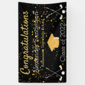 ブラック&金ゴールドおめでとうグレードゴルファー卒業 横断幕 (縦)