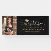 ブラック&金ゴールドおめでとう写真卒業 横断幕 (横)