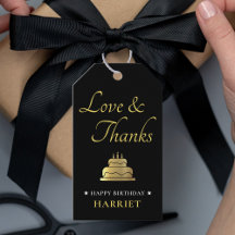 ブラック&金ゴールドお誕生日ケーキありがとう