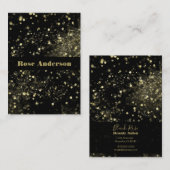 ブラック&金ゴールドきらめくライツグラムスパークルグリッター 名刺 (正面/裏面)