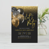 ブラック&金ゴールドきらめくレッズパーティの招待状 招待状 (スタンド正面)