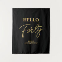 ブラック&金ゴールドこんにちは40th誕生日パーティーへようこそ