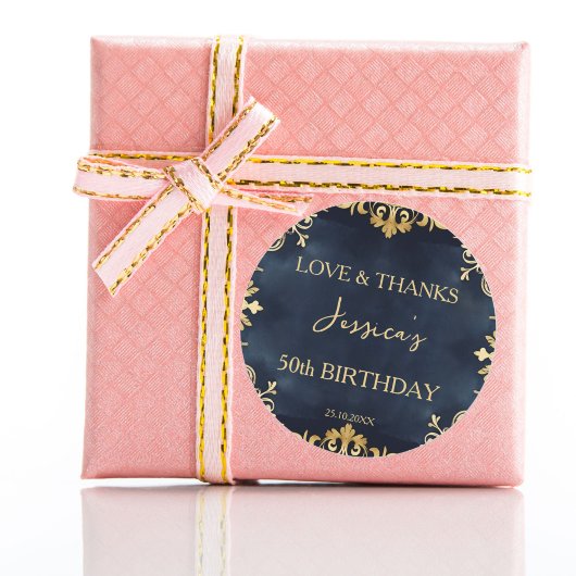 ブラック&金ゴールドのバースデ感謝していィーティー ラウンドシール