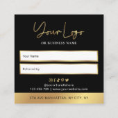 ブラック&金ゴールドは友人のLux Glamビジネスロゴを参照 紹介カード (裏面)