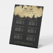 ブラック&金ゴールドまつ毛美しいサロンサービスリスト 台座サイン (正面)