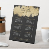 ブラック&金ゴールドまつ毛美しいサロンサービスリスト 台座サイン (インサイチュ)