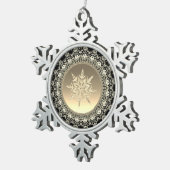 ブラック&金ゴールドアイス  スノーフレークピューターオーナメント (右)