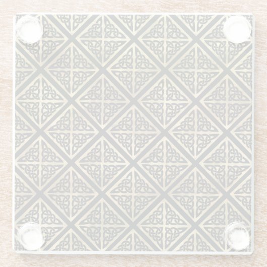 ブラック&金ゴールドアイリッシュケルト結び目模様&クロス ガラスコースター (裏面)