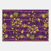 ブラック&金ゴールドアカンツスリーフ金ゴールドチェーンラグジュアリーポー ラッピングペーパーシート (正面3)