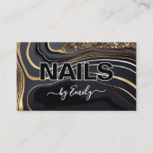 ブラック&金ゴールドアガテマーブルネイルアーティスト 名刺 (正面)