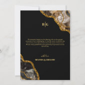 ブラック&金ゴールドアゲテグリッター結婚ズサンキュー サンキューカード (裏面)