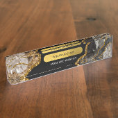 ブラック&金ゴールドアゲートゲードグリッターオフィス デスクネームプレート (側面)