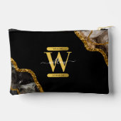 ブラック&金ゴールドアゲートゲードグリッターモノグラム アクセサリーポーチ (裏面)