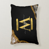 ブラック&金ゴールドアゲートゲードグリッターモノグラム アクセントクッション (正面(垂直))