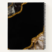 ブラック&金ゴールドアゲートゲードグリッターモノグラム ノートブック (裏面)