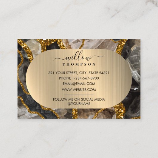 ブラック&金ゴールドアゲートゲードグリッター大理石 名刺 (裏面)