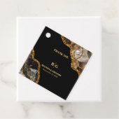 ブラック&金ゴールドアゲートゲードグリッター結婚ズギフト フェイバータグ (インサイチュ)