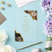 ブラック&金ゴールドアゲートゲードグリッター結婚ズ澄ん アクリル招待状 (インサイチュ (ウェディング))