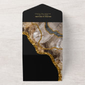 ブラック&金ゴールドアゲートゲードグリッター結婚ズ オールインワン招待状 (外側)