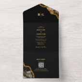 ブラック&金ゴールドアゲートゲードグリッター結婚ズ オールインワン招待状 (内側)