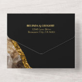 ブラック&金ゴールドアゲートゲードグリッター結婚ズ オールインワン招待状 (裏面)