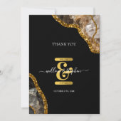 ブラック&金ゴールドアゲートゲードグリッター結婚ズ サンキューカード (正面)