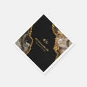 ブラック&金ゴールドアゲートゲードグリッター結婚ズ スタンダードカクテルナプキン (角)