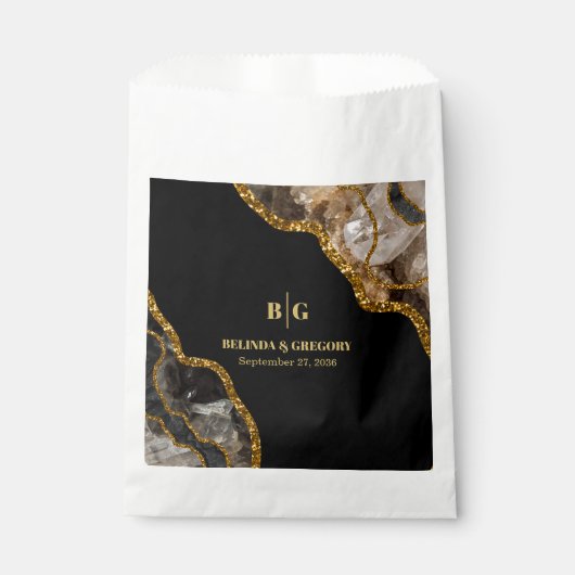 ブラック&金ゴールドアゲートゲードグリッター結婚ズ フェイバーバッグ (正面)