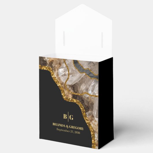 ブラック&金ゴールドアゲートゲードグリッター結婚ズ フェイバーボックス (オープン)