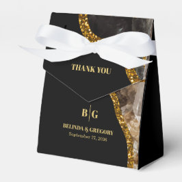 ブラック&金ゴールドアゲートゲードグリッター結婚ズ フェイバーボックス