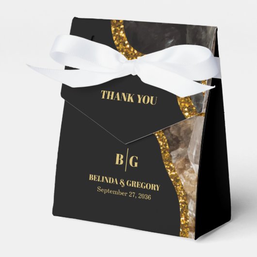 ブラック&金ゴールドアゲートゲードグリッター結婚ズ フェイバーボックス (正面サイド)