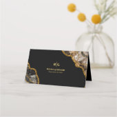 ブラック&金ゴールドアゲートゲードグリッター結婚ズ プレイスカード (裏面)
