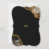 ブラック&金ゴールドアゲートゲードグリッター結婚ズ 招待状 (裏面)