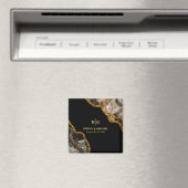 ブラック&金ゴールドアゲートゲードグリッター結婚式の引き出物 マグネット (インサイチュ (食洗機))