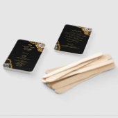 ブラック&金ゴールドアゲートゲードグリッター結婚式 プログラム ハンドファン (組立なし)