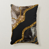 ブラック&金ゴールドアゲートゲードグリッター アクセントクッション (正面(垂直))